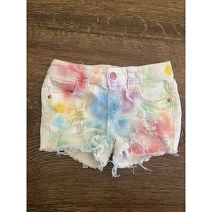 Girls Custom Handpainted pastel watercolor cat & jack shorts sz 5t